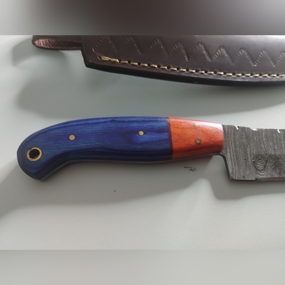 New Damascus Steel Blade Men's Hunting Knife with Sheath - Picture 4 of 9